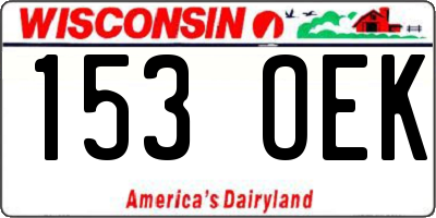 WI license plate 153OEK
