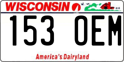 WI license plate 153OEM