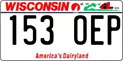 WI license plate 153OEP