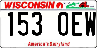 WI license plate 153OEW