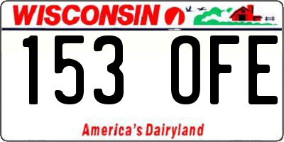 WI license plate 153OFE