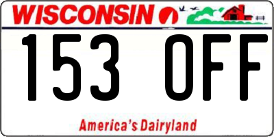 WI license plate 153OFF