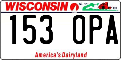 WI license plate 153OPA