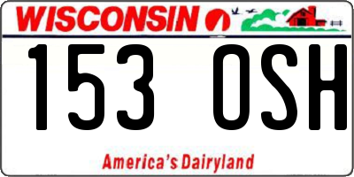 WI license plate 153OSH