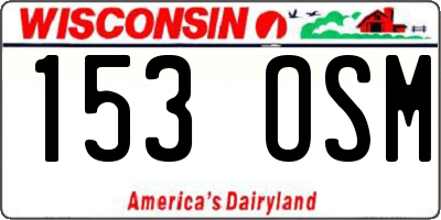 WI license plate 153OSM