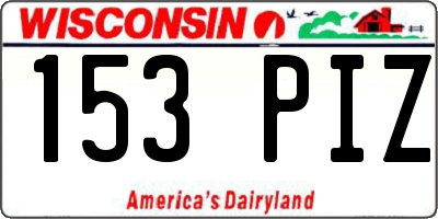 WI license plate 153PIZ