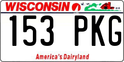 WI license plate 153PKG