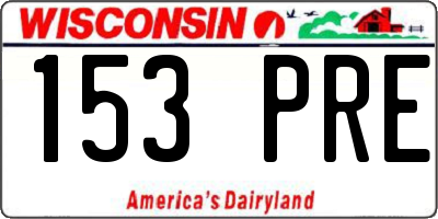 WI license plate 153PRE