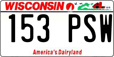 WI license plate 153PSW