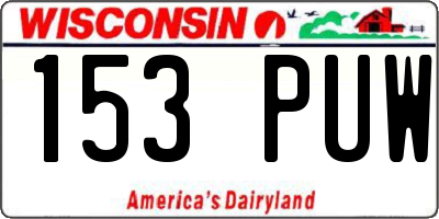 WI license plate 153PUW