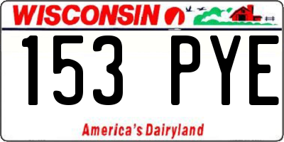 WI license plate 153PYE