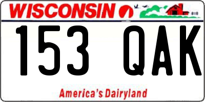 WI license plate 153QAK