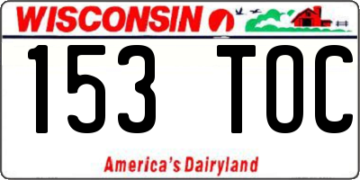 WI license plate 153TOC
