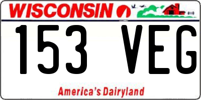 WI license plate 153VEG