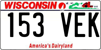 WI license plate 153VEK