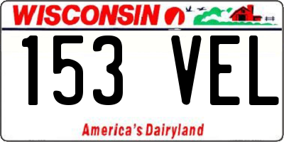 WI license plate 153VEL
