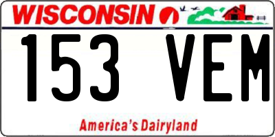 WI license plate 153VEM