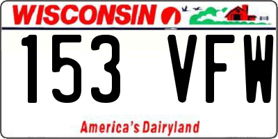WI license plate 153VFW
