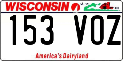 WI license plate 153VOZ