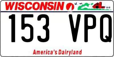 WI license plate 153VPQ