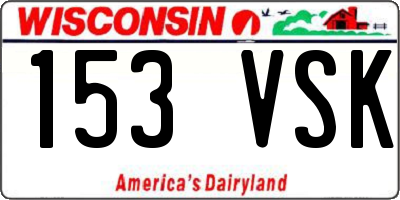 WI license plate 153VSK