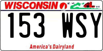 WI license plate 153WSY