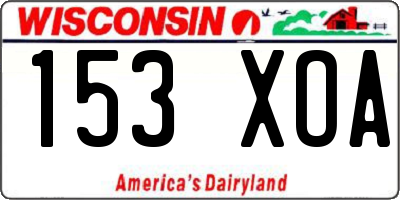 WI license plate 153XOA