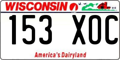 WI license plate 153XOC
