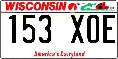 WI license plate 153XOE