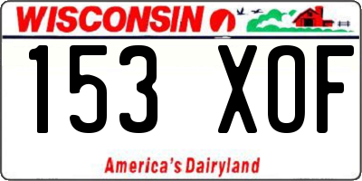 WI license plate 153XOF