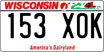 WI license plate 153XOK