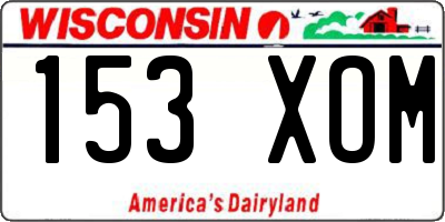 WI license plate 153XOM