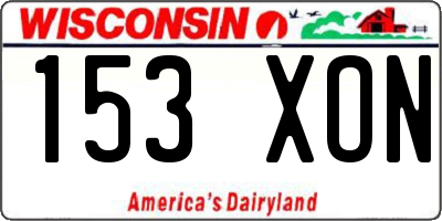 WI license plate 153XON