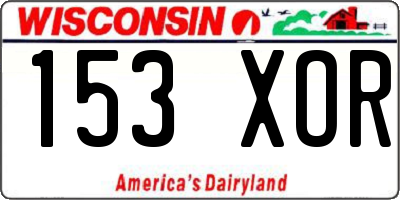 WI license plate 153XOR