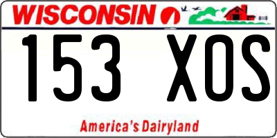 WI license plate 153XOS