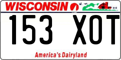 WI license plate 153XOT
