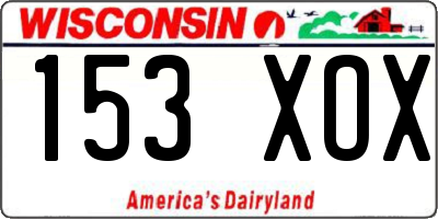 WI license plate 153XOX