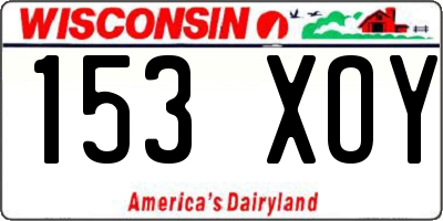 WI license plate 153XOY