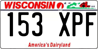 WI license plate 153XPF