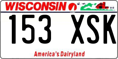 WI license plate 153XSK