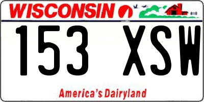 WI license plate 153XSW
