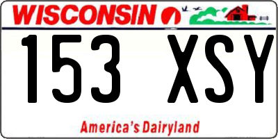 WI license plate 153XSY