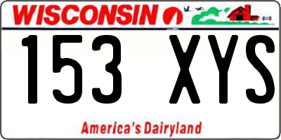 WI license plate 153XYS