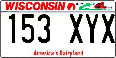 WI license plate 153XYX