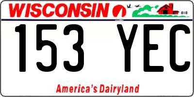 WI license plate 153YEC