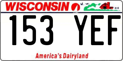 WI license plate 153YEF