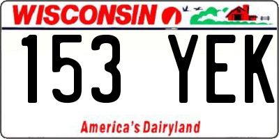 WI license plate 153YEK
