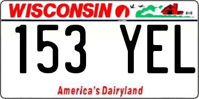 WI license plate 153YEL