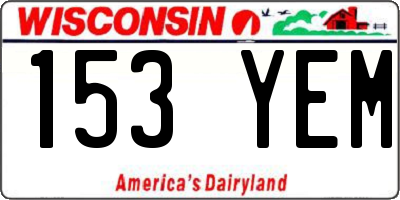 WI license plate 153YEM