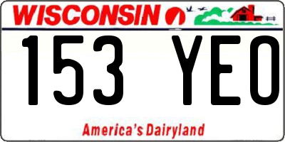 WI license plate 153YEO